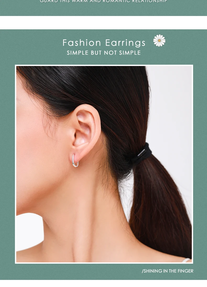 Modian Minimalist Oval Charm Hoop Earrings For Women Authentic 925 Sterling Silver Simple Wedding Engagement Fine Jewelry Gifts