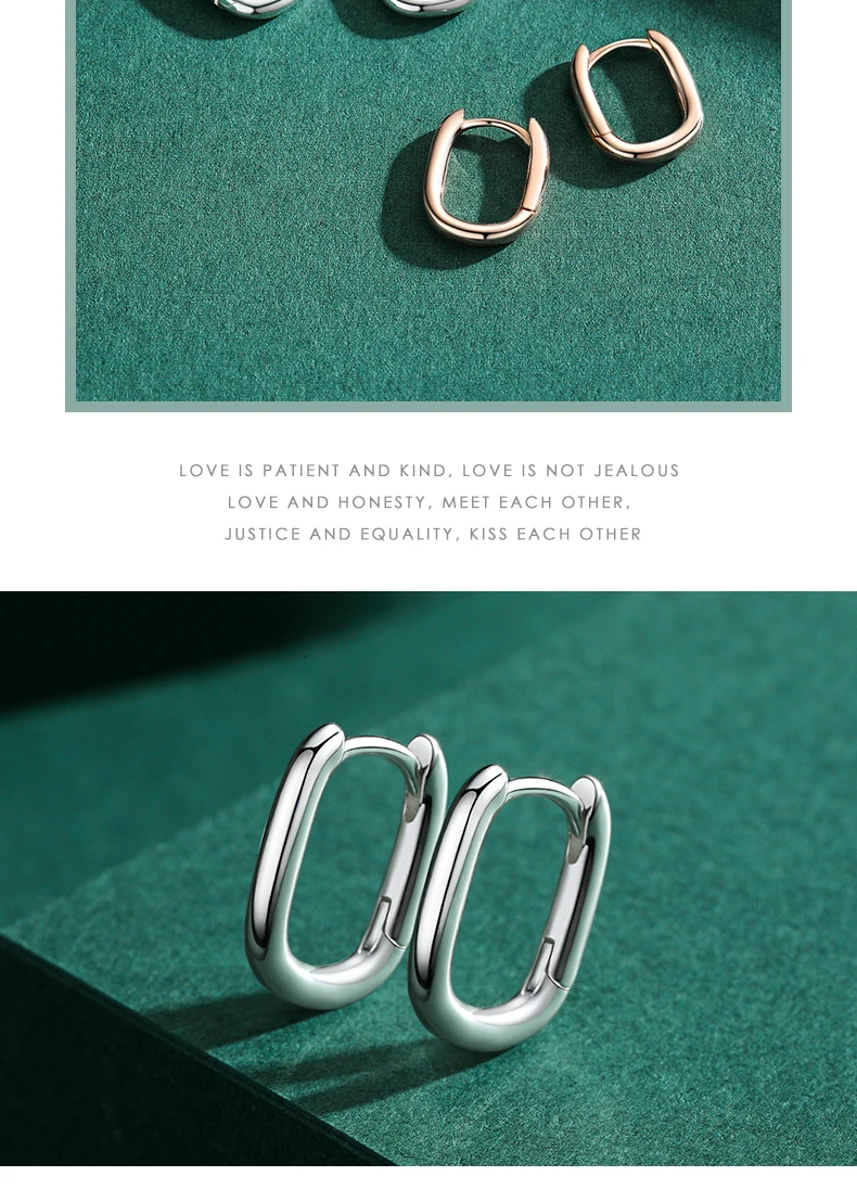 Modian Minimalist Oval Charm Hoop Earrings For Women Authentic 925 Sterling Silver Simple Wedding Engagement Fine Jewelry Gifts