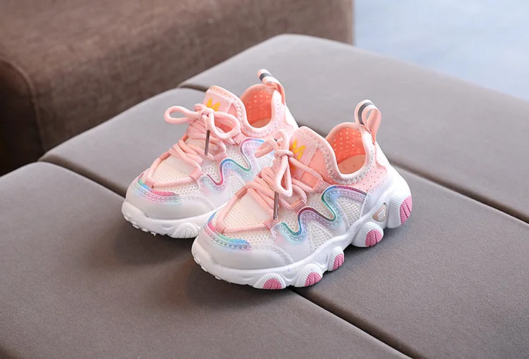 2022 Breathable Toddler Boy Sneakers Stretch Fabric Fashionable Baby Running Shoes Pink School Girl Sports Shoes Sneakers