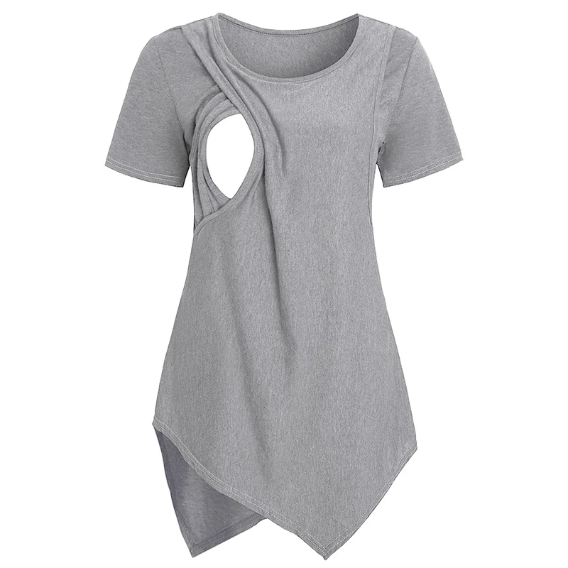 Women Blouse Maternity Casual Soft Nursing Tops T-shirt Summer Short Sleeve Pregnant Clothes Nursing Breastfeeding