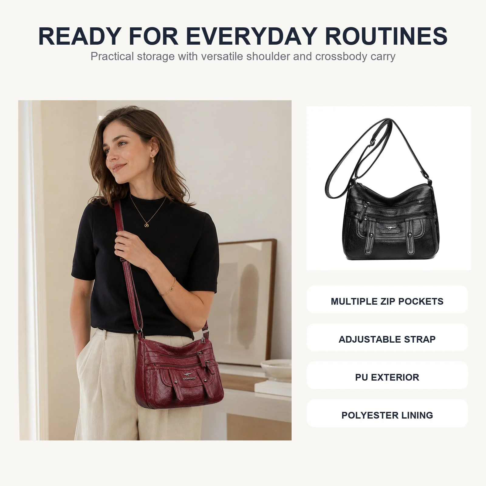 Soft Leather Mother Bag Large Capacity Fashionable Shoulder Crossbody Bag for Women