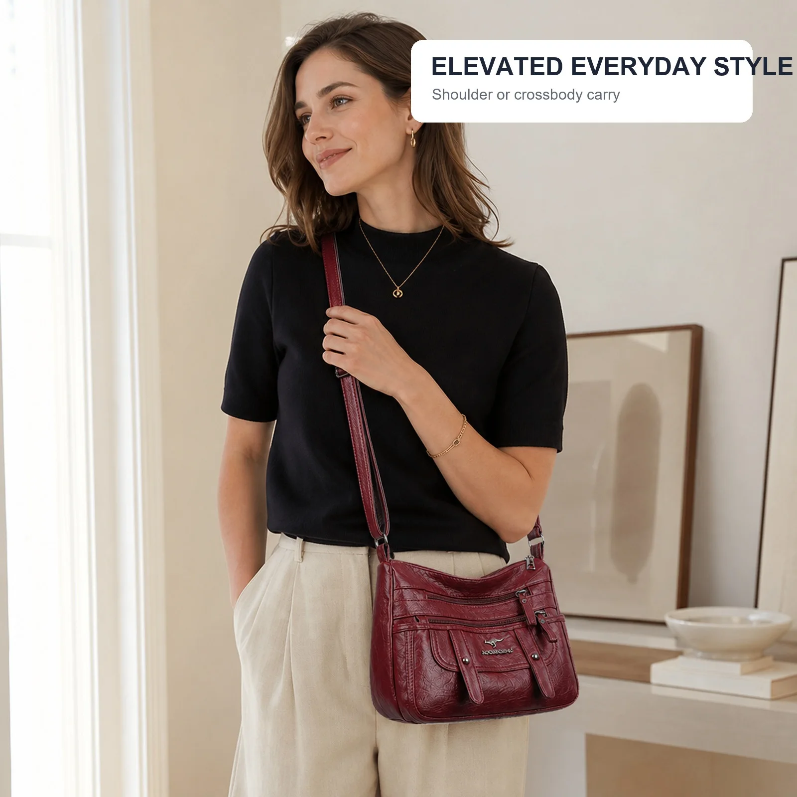 Soft Leather Mother Bag Large Capacity Fashionable Shoulder Crossbody Bag for Women
