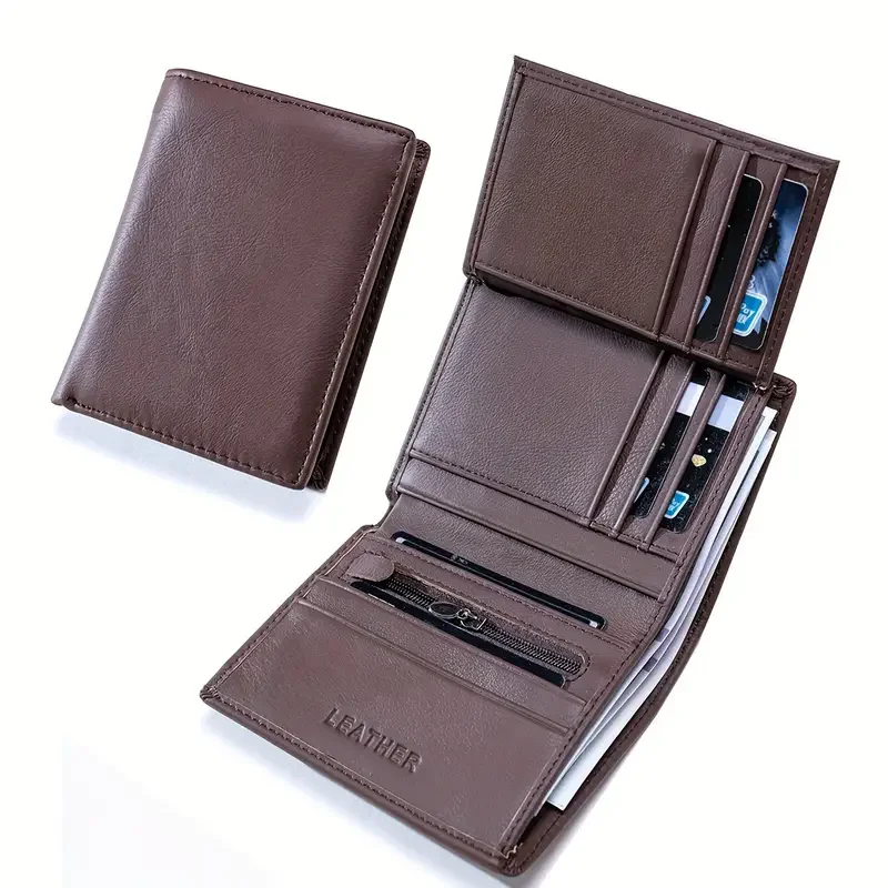 Men's Wallet Genuine Leather Wallets For Men Coin Purse Vintage Vertical Short Credit Card Holder Money Bag Men's RFID Wallet