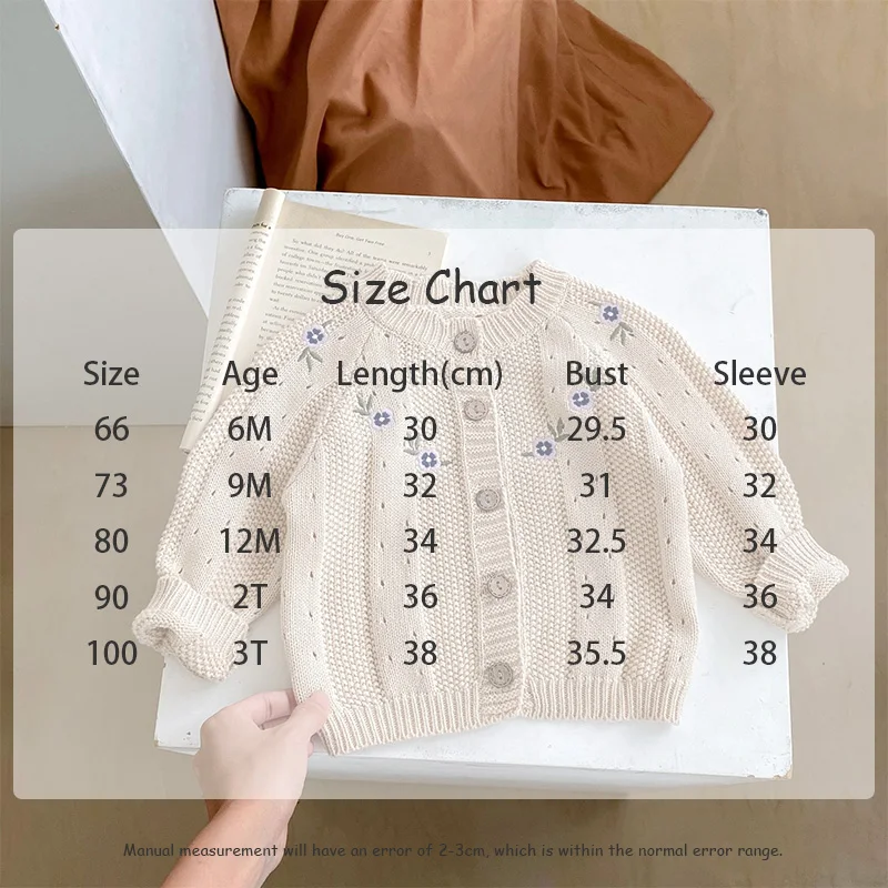 MILANCEL Toddler Baby Girl Clothing Set Embroidery Flower Knit Sweaters Beige Bodysuit Infant Girls Outfit