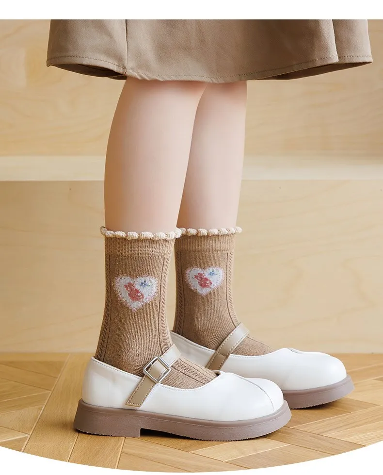5 Pairs Spring  Autumn Socks Girls Brown Plaid Cotton Socks Girl Baby Boy Kids Soft Calcetines