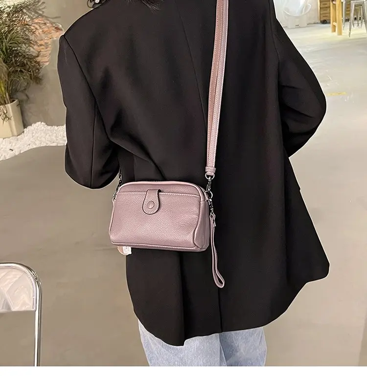 Women Genuine Leather Shoulder Bag New Casual Female Small Crossbody Bags For Women Bag Cell Phone Bag Day Clutches