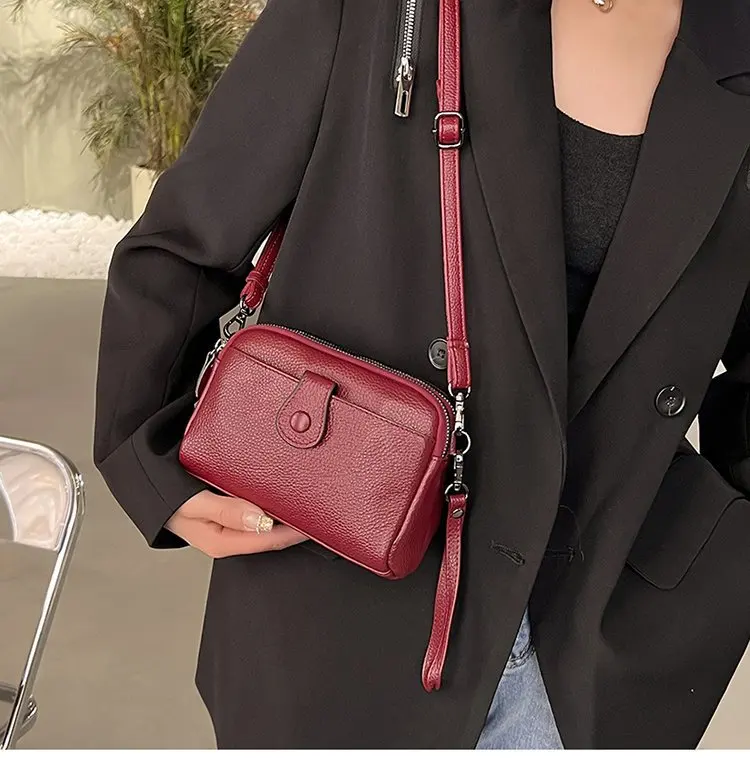 Women Genuine Leather Shoulder Bag New Casual Female Small Crossbody Bags For Women Bag Cell Phone Bag Day Clutches