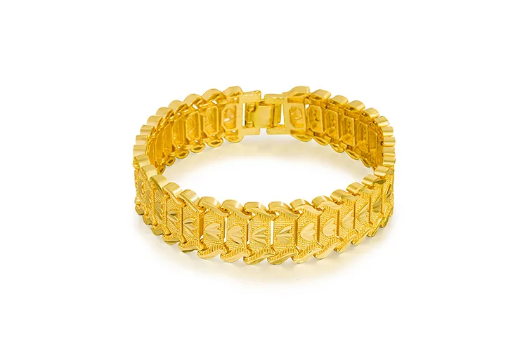 24K Gold Bracelet Electroplated Gold Jewelry 2 Men's Wide Bracelet Bracelet 21CM
