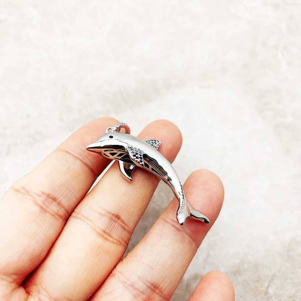 Cheerful Dolphin With Blue Stones Pendant Brand 925 Sterling Silver Jewelry 2023 Accessorie Good Luck Gift For Woman