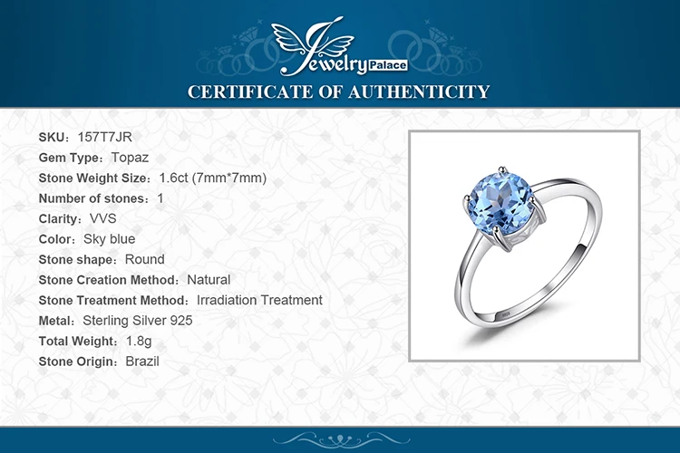 JewelryPalace Genuine Garnet Amethyst Citrine Peridot Blue Topaz 925 Sterling Silver Rings for Women Colorful Gemstone Jewelry