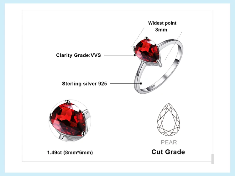 JewelryPalace Genuine Garnet Amethyst Citrine Peridot Blue Topaz 925 Sterling Silver Rings for Women Colorful Gemstone Jewelry
