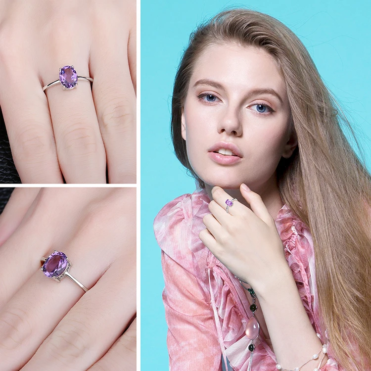 JewelryPalace Genuine Garnet Amethyst Citrine Peridot Blue Topaz 925 Sterling Silver Rings for Women Colorful Gemstone Jewelry