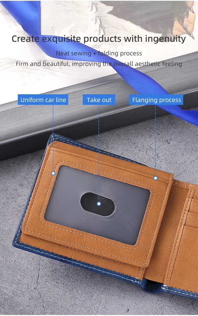 BULLCAPTAN Genuine Leather Men's Wallet RFID Function Fashion Men's Card Clip Wallet Latest Gift Box Men's Business Wallet QB032