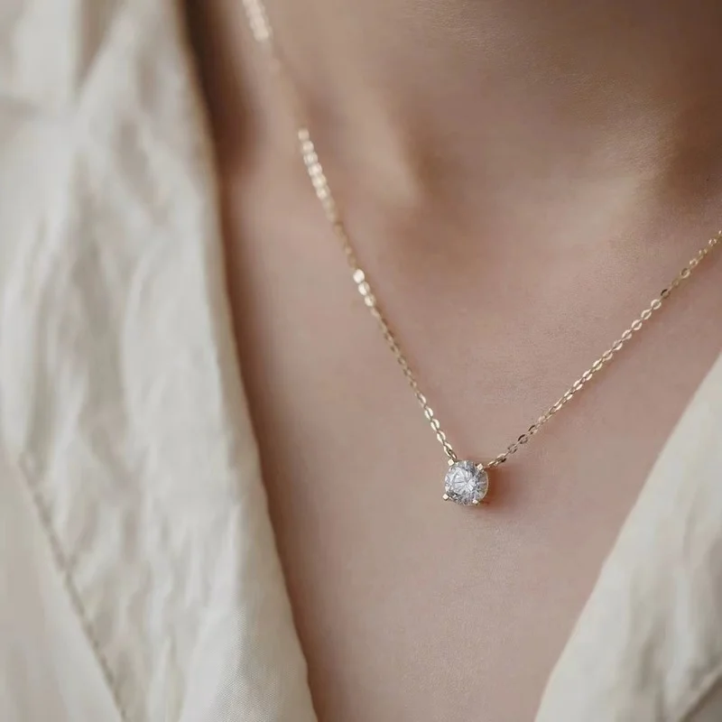 Jkeli S925 Pure silver 18k gold pendant Multi-functional single diamond necklace with six claws Zircon necklace for women gift