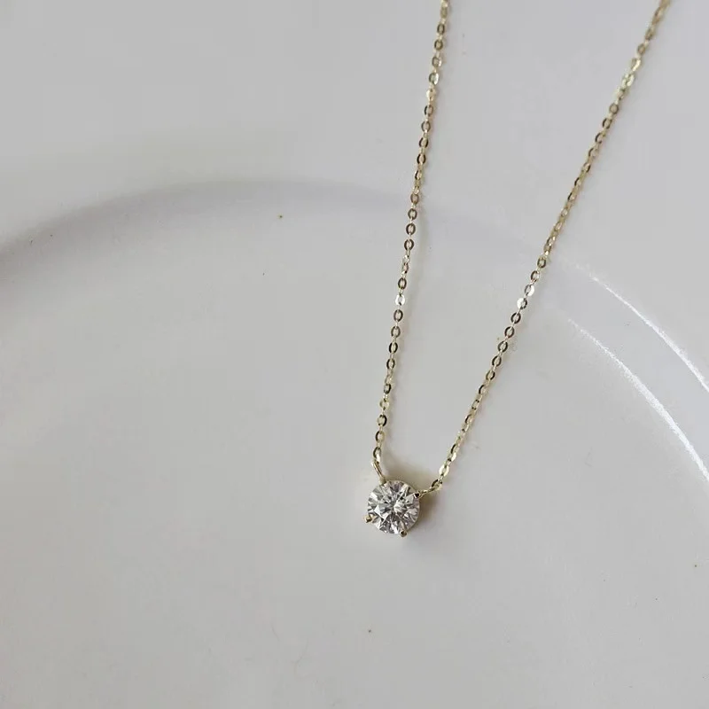 Jkeli S925 Pure silver 18k gold pendant Multi-functional single diamond necklace with six claws Zircon necklace for women gift