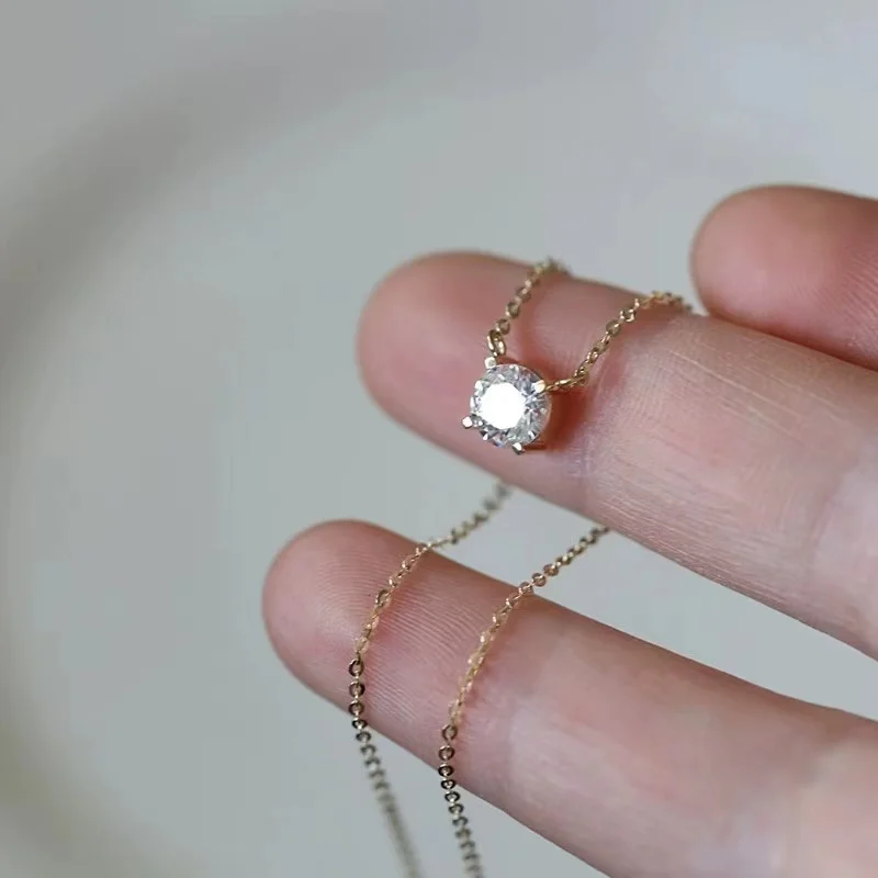 Jkeli S925 Pure silver 18k gold pendant Multi-functional single diamond necklace with six claws Zircon necklace for women gift