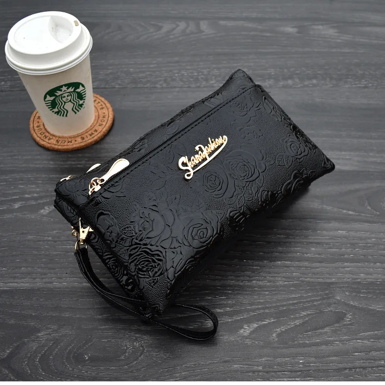 Women's Wallet Four Zipper Long Clutch Bag 3D Knurling Retro Leather Purse Sac Femme Portfel Damski Wristlet Kadın Phone Wallet
