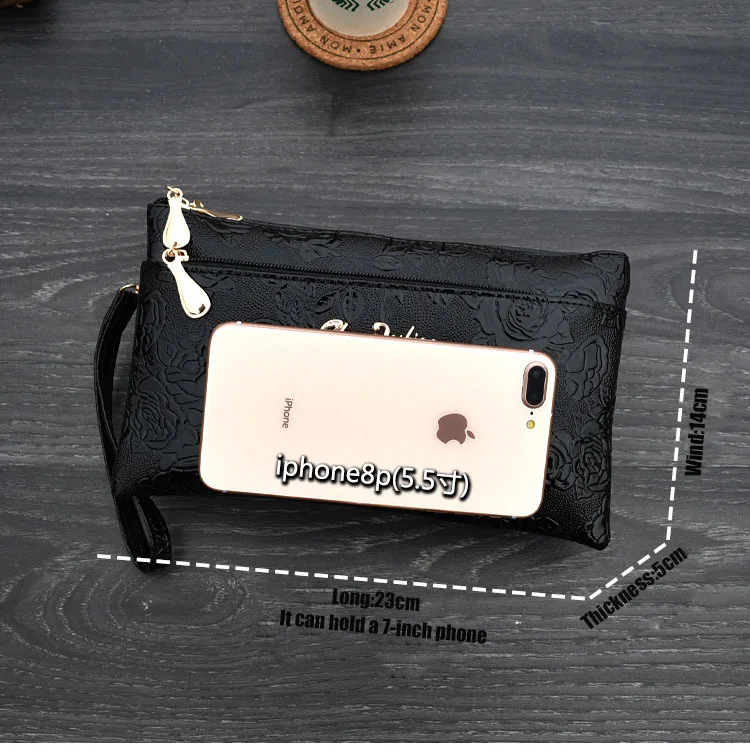 Women's Wallet Four Zipper Long Clutch Bag 3D Knurling Retro Leather Purse Sac Femme Portfel Damski Wristlet Kadın Phone Wallet