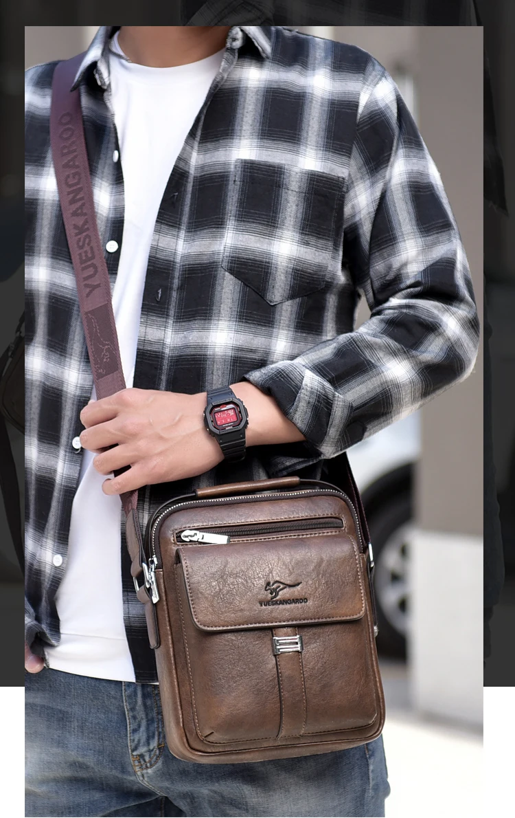 Kangaroo Luxury Brand Men's Shoulder Bag Vintage Messenger Bag Leather Men Handbag Split Leather Crossbody Bags For Men 2020 New