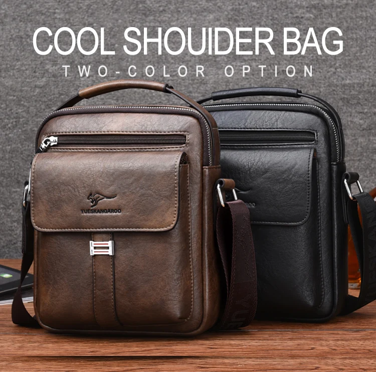 Kangaroo Luxury Brand Men's Shoulder Bag Vintage Messenger Bag Leather Men Handbag Split Leather Crossbody Bags For Men 2020 New
