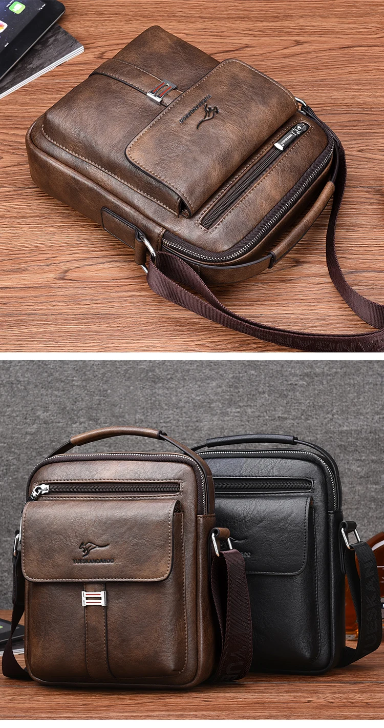 Kangaroo Luxury Brand Men's Shoulder Bag Vintage Messenger Bag Leather Men Handbag Split Leather Crossbody Bags For Men 2020 New