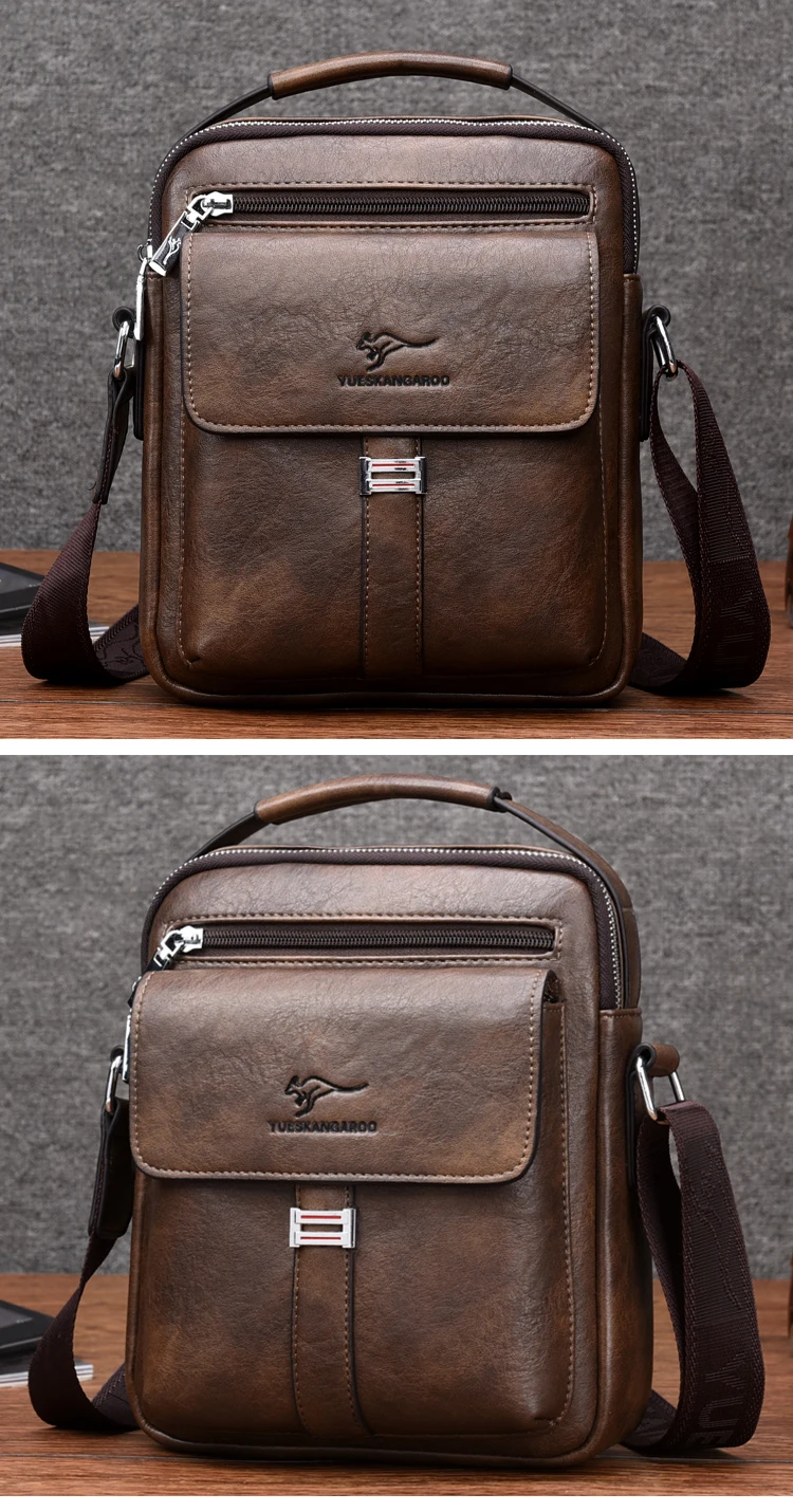 Kangaroo Luxury Brand Men's Shoulder Bag Vintage Messenger Bag Leather Men Handbag Split Leather Crossbody Bags For Men 2020 New