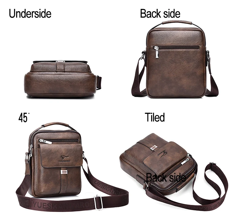 Kangaroo Luxury Brand Men's Shoulder Bag Vintage Messenger Bag Leather Men Handbag Split Leather Crossbody Bags For Men 2020 New