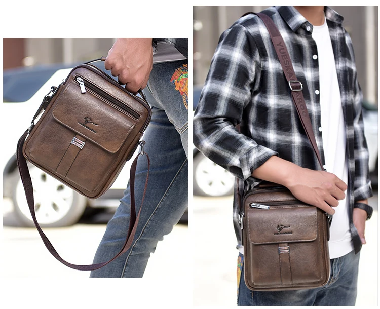 Kangaroo Luxury Brand Men's Shoulder Bag Vintage Messenger Bag Leather Men Handbag Split Leather Crossbody Bags For Men 2020 New