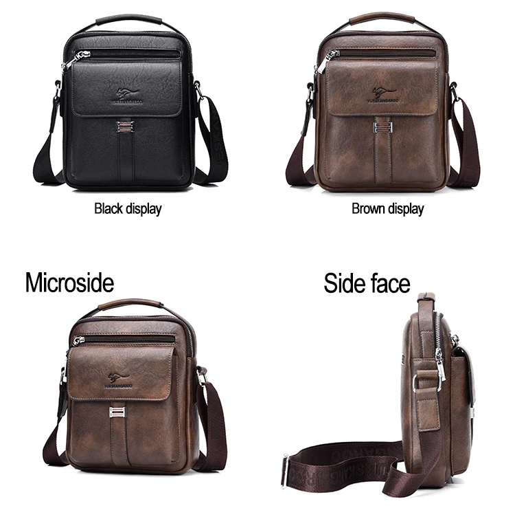 Kangaroo Luxury Brand Men's Shoulder Bag Vintage Messenger Bag Leather Men Handbag Split Leather Crossbody Bags For Men 2020 New