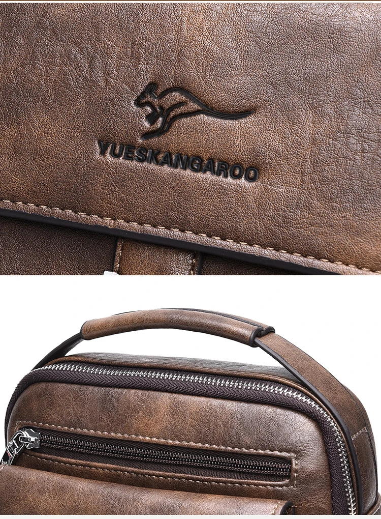 Kangaroo Luxury Brand Men's Shoulder Bag Vintage Messenger Bag Leather Men Handbag Split Leather Crossbody Bags For Men 2020 New