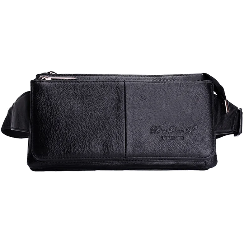Men Waist Fanny Pack Belt Hip Bag Purse Genuine Leather Travel Fashion Real Cowhide Male Shoulder Sling Chest Cross Body Bag