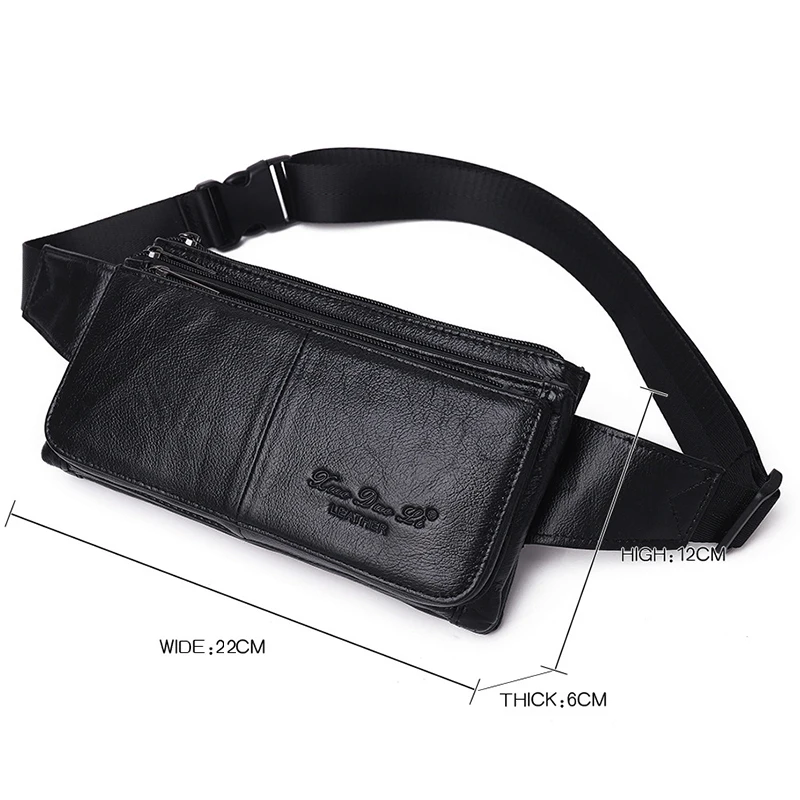 Men Waist Fanny Pack Belt Hip Bag Purse Genuine Leather Travel Fashion Real Cowhide Male Shoulder Sling Chest Cross Body Bag