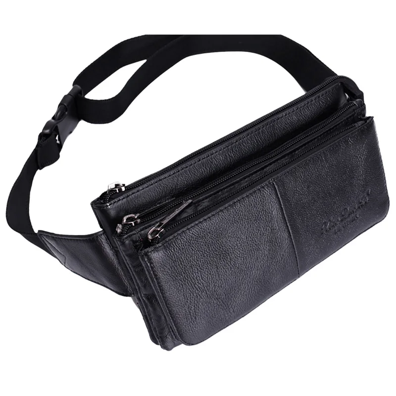 Men Waist Fanny Pack Belt Hip Bag Purse Genuine Leather Travel Fashion Real Cowhide Male Shoulder Sling Chest Cross Body Bag