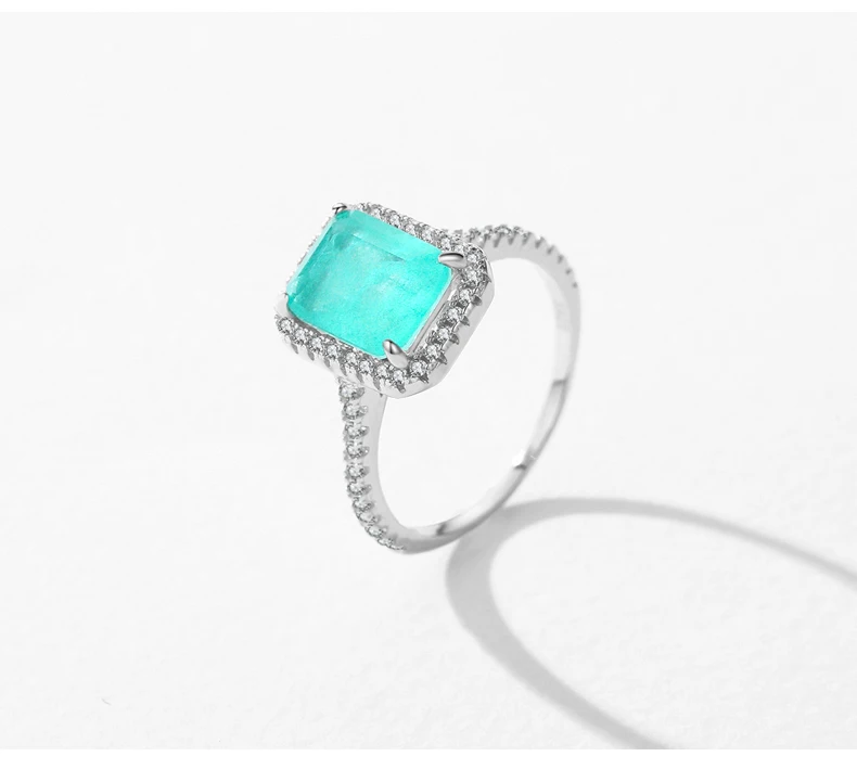 MODIAN 925 Sterling Silver Luxury Paraiba Tourmaline Rings For Women Wedding Engagement Band Fine Jewelry Anniversary Gifts