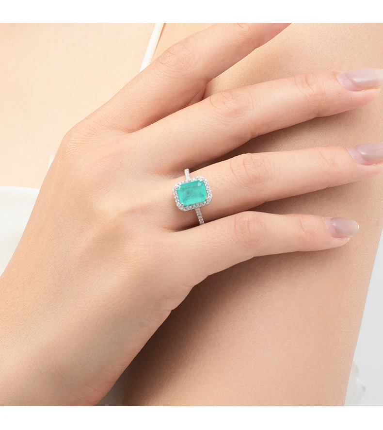 MODIAN 925 Sterling Silver Luxury Paraiba Tourmaline Rings For Women Wedding Engagement Band Fine Jewelry Anniversary Gifts