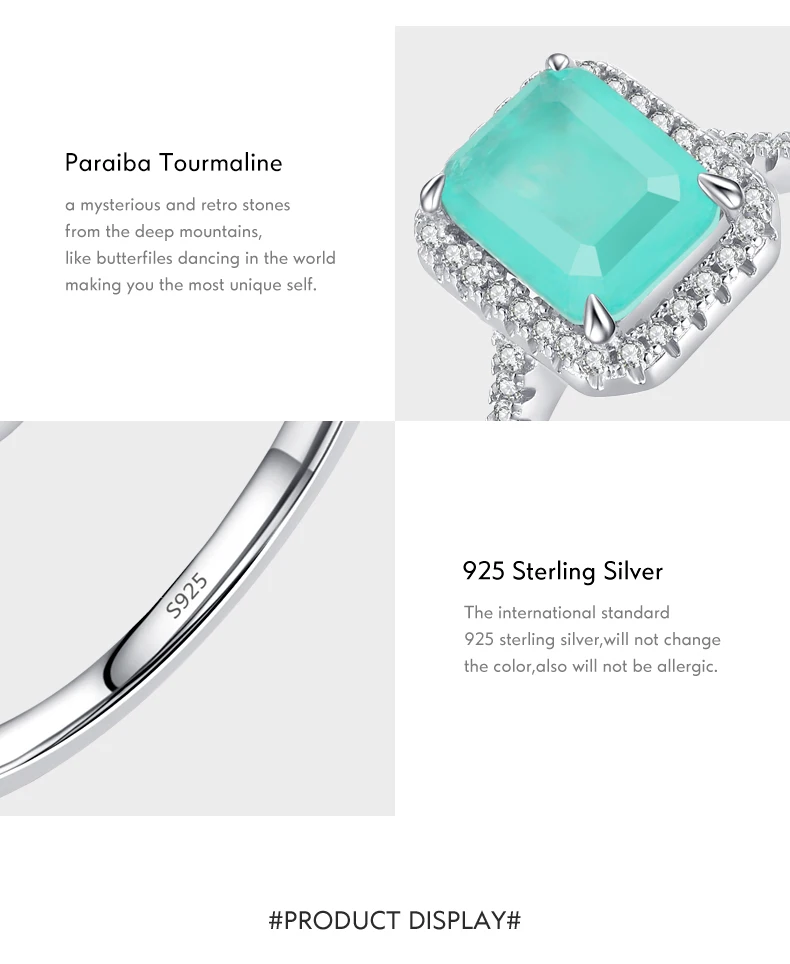 MODIAN 925 Sterling Silver Luxury Paraiba Tourmaline Rings For Women Wedding Engagement Band Fine Jewelry Anniversary Gifts