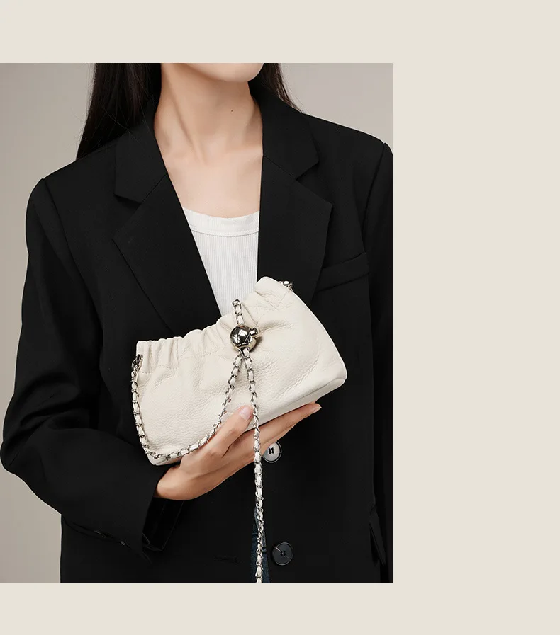 Genuine Leather Women Shoulder Bags Luxury Brand Small Chain Flap Bags for Ladies Handbag Natural Cowskin Female Crossbody Bags