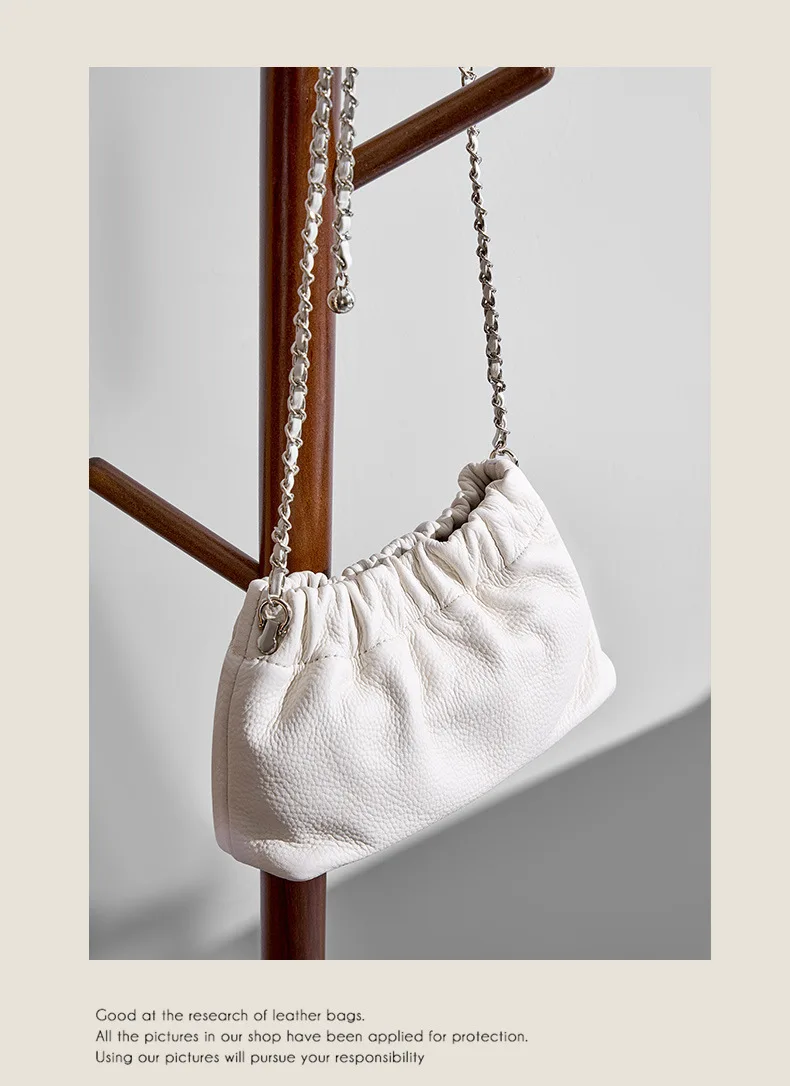 Genuine Leather Women Shoulder Bags Luxury Brand Small Chain Flap Bags for Ladies Handbag Natural Cowskin Female Crossbody Bags