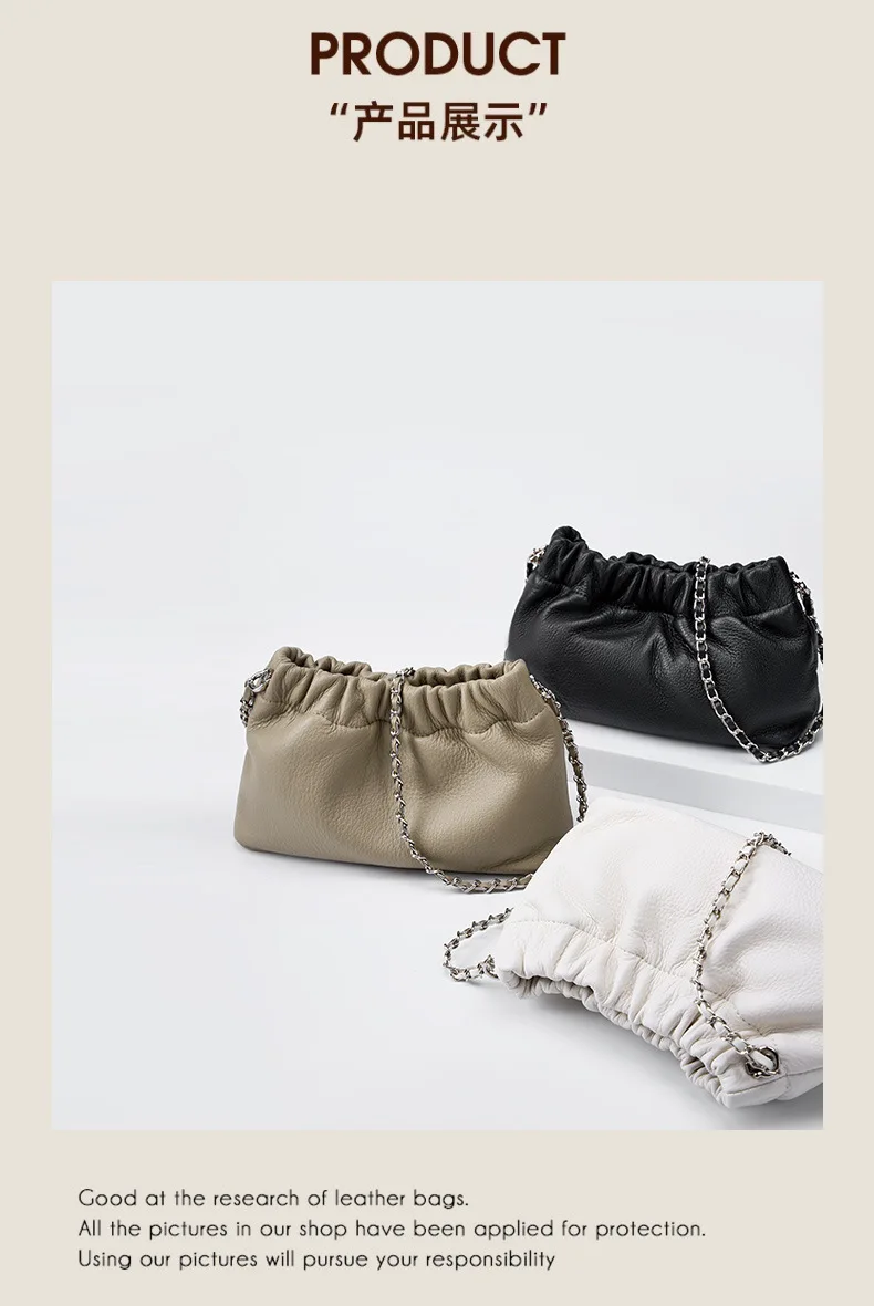 Genuine Leather Women Shoulder Bags Luxury Brand Small Chain Flap Bags for Ladies Handbag Natural Cowskin Female Crossbody Bags