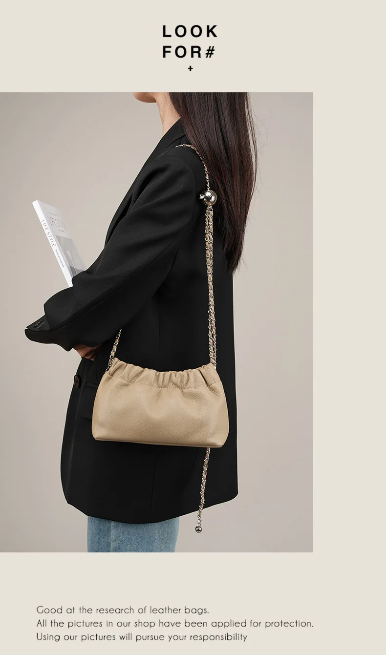 Genuine Leather Women Shoulder Bags Luxury Brand Small Chain Flap Bags for Ladies Handbag Natural Cowskin Female Crossbody Bags