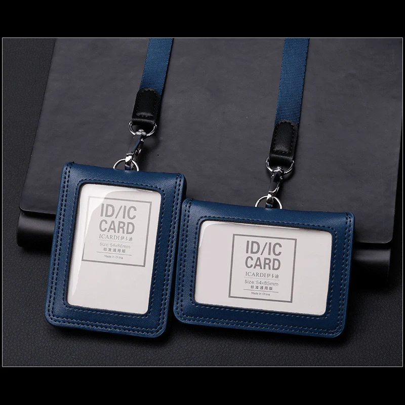 2026 NEW US Police Reporter Coach Referee Doctors Badge Holder Real Cowhide Formal Work ID Card Case with Lanyard Office Supplie