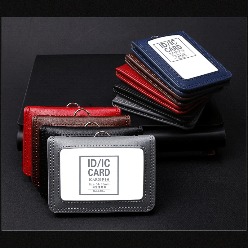 2026 NEW US Police Reporter Coach Referee Doctors Badge Holder Real Cowhide Formal Work ID Card Case with Lanyard Office Supplie