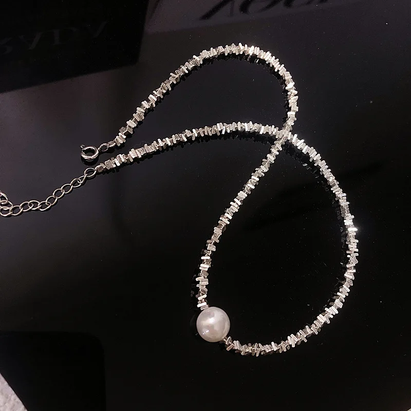 Popular 925 Sterling Silver Fashion Round Pearl Necklace For Women Fine Jewelry Wedding Party Birthday Gift
