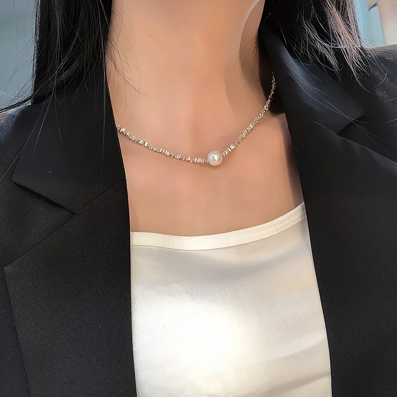 Popular 925 Sterling Silver Fashion Round Pearl Necklace For Women Fine Jewelry Wedding Party Birthday Gift
