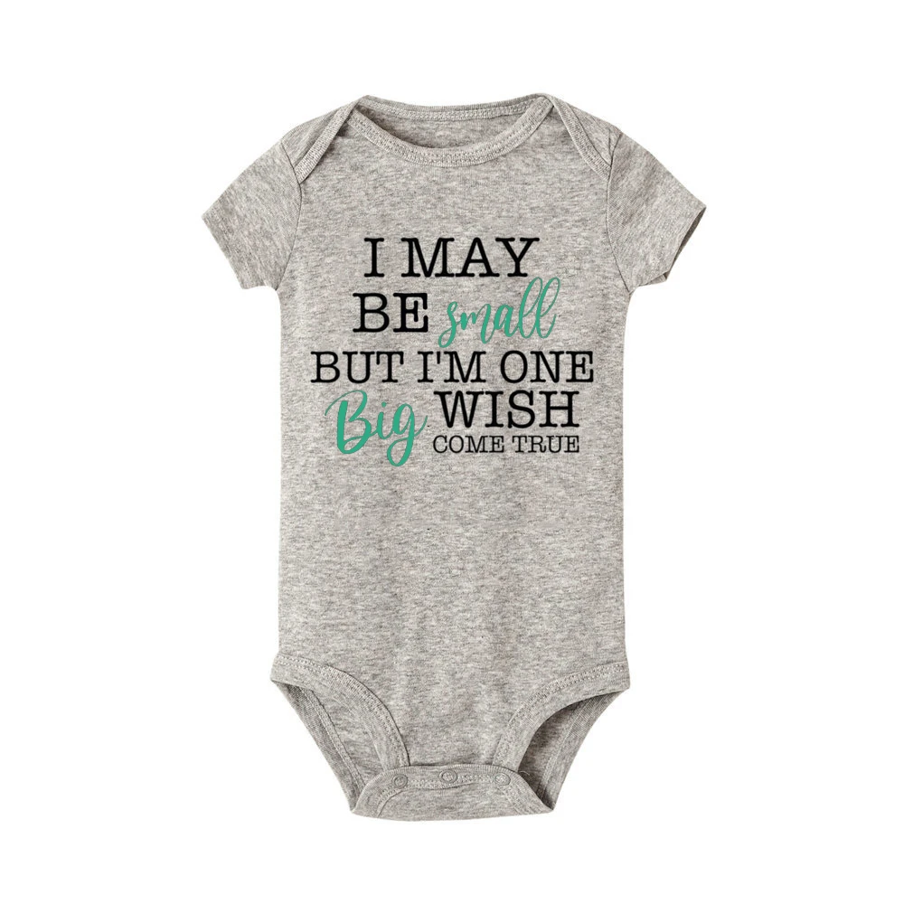 I May Be Amall But I'm One Big Wish Come Ture Baby Romper Newborn Bodysuit Short Sleeve Jumpsuit IVF Success NICU Baby Clothes