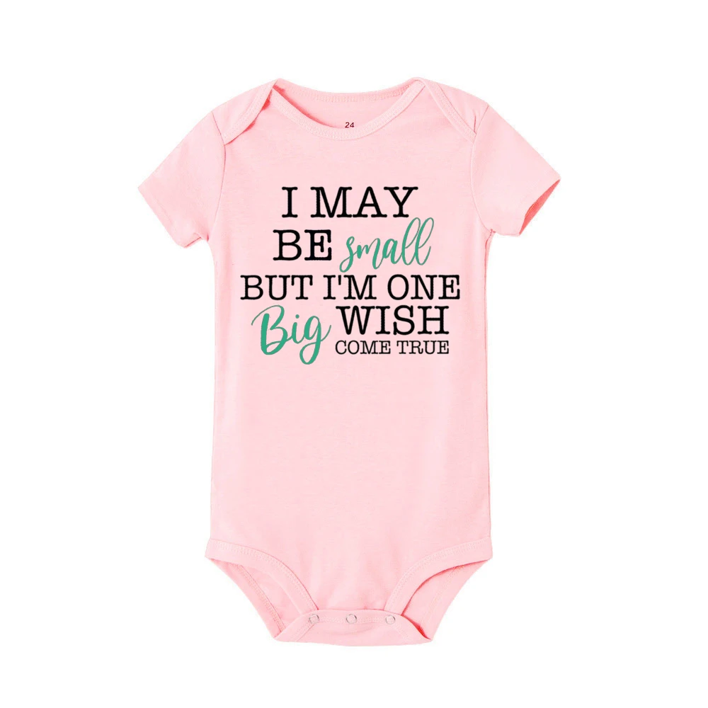 I May Be Amall But I'm One Big Wish Come Ture Baby Romper Newborn Bodysuit Short Sleeve Jumpsuit IVF Success NICU Baby Clothes