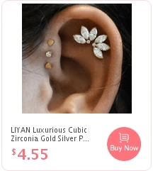 CRMYA Unique Gold Silver Colors Cubic Zirconia CZ Tusk Ear Jacket Stud Earrings For Women Pave Double Spike Earring Jewelry