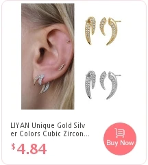 CRMYA Unique Gold Silver Colors Cubic Zirconia CZ Tusk Ear Jacket Stud Earrings For Women Pave Double Spike Earring Jewelry