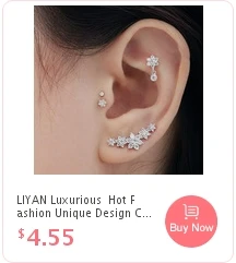CRMYA Unique Gold Silver Colors Cubic Zirconia CZ Tusk Ear Jacket Stud Earrings For Women Pave Double Spike Earring Jewelry