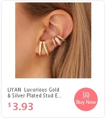 CRMYA Unique Gold Silver Colors Cubic Zirconia CZ Tusk Ear Jacket Stud Earrings For Women Pave Double Spike Earring Jewelry